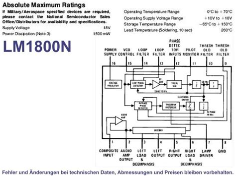 FM Stereo Demodulator PDIP 16 Type LM1800N Grieder Elektronik Bauteile AG