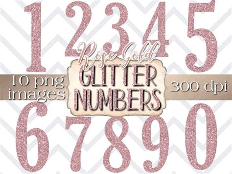 Rose Gold Glitter Numbers Glitter Number Clipart Glitter Etsy