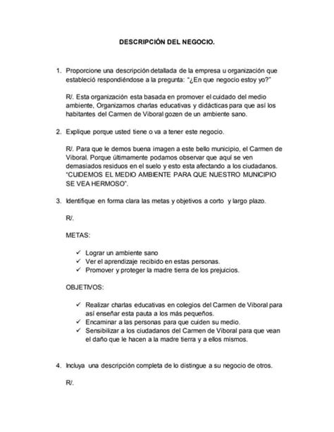 Descripción Del Negocio Pdf