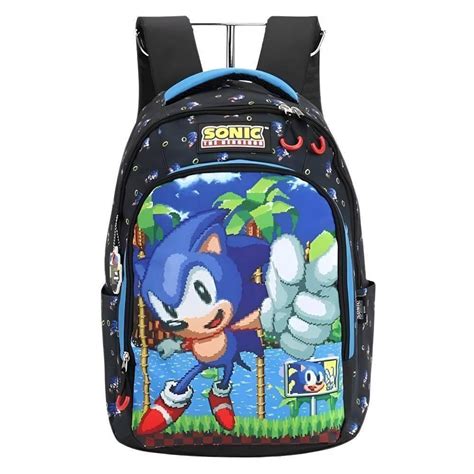 Mochila De Costas Sonic The Hedgehog Pixel Preto Luxcel Papelaria Pigmeu