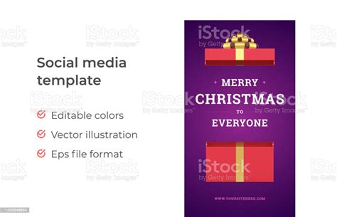 Selamat Natal Kotak Hadiah Merah Selamat Template Cerita Media Sosial