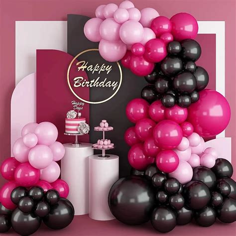 Kit D Arche De Guirxi T De Ballons En Latex Transparent Noir Rose Rouge