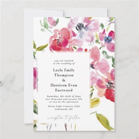 Watercolor Wildflowers Wedding Invitation Zazzle