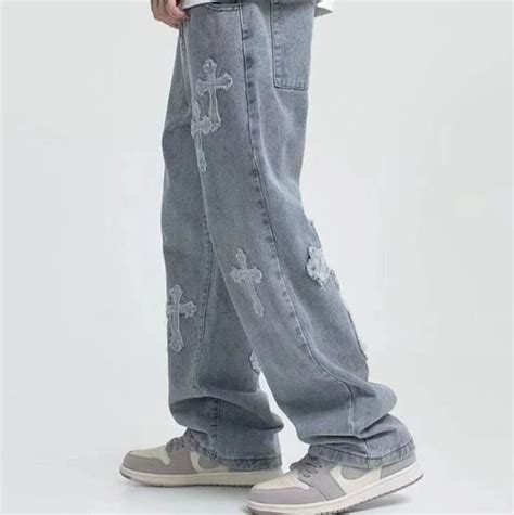 Y K Cross Streetwear Jeans Baggy Hip Hop Loose Pants Etsy