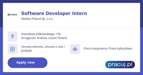 Oferta Pracy Software Developer Intern Medius Poland Sp Z O O Krak W