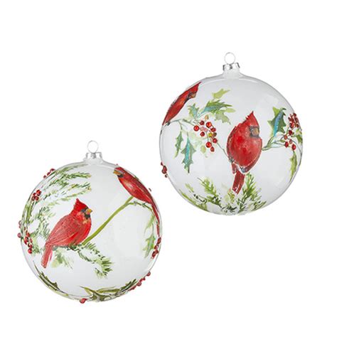 Raz 4 Cardinal Ball Glass Christmas Ornament Raz Imports Raz Christmas Christmas Home