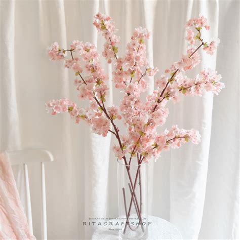 Artificial Cherry Blossom Pick Fake Sakura Spray Pink Faux Etsy