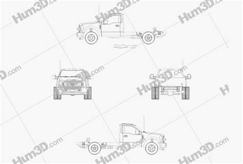 Ford F-550 Super Duty Regular Cab Chassis 2022 Blueprint - 3DModels.org