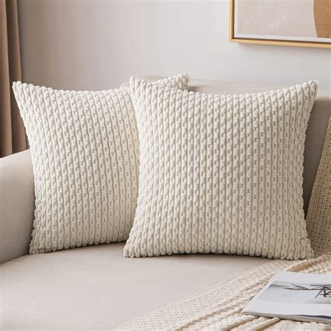 Miulee Throw Pillow Covers Soft Corduroy Decorative Set Of 2 Boho