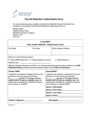 Fillable Online Payroll Deduction Authorization Bformb Bhealthb