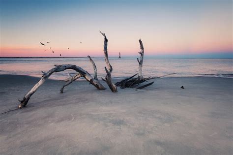 Premium Photo | Morris island lighthouse at sunset