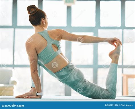 Gym Woman Or Gymnast Stretching Legs Ready To Start Gymnastics