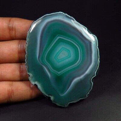 Poli Mer Vert Tranche Agate Cabochon 70x54 MM Lisse Tranche Géode