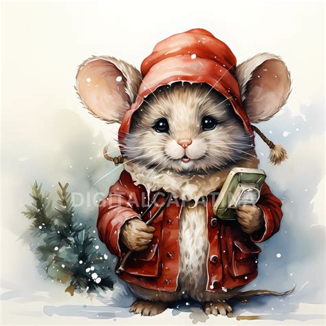 Christmas Mouse Clipart High Quality Jpgs Merry Christmas Etsy Uk