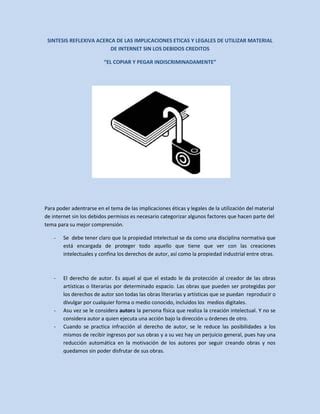 Sintesis Reflexiva De Los Derechos De Autor Pdf