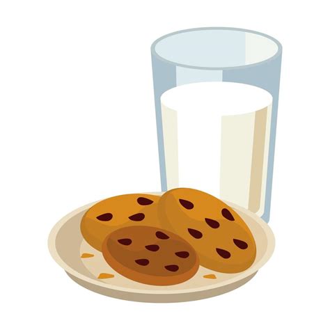 cookies and milk in glass breakfast 4160432 Vector Art at Vecteezy