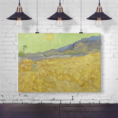 Wheatfield with a Reaper 1889 by Vincent van Gogh. Wall home | Etsy