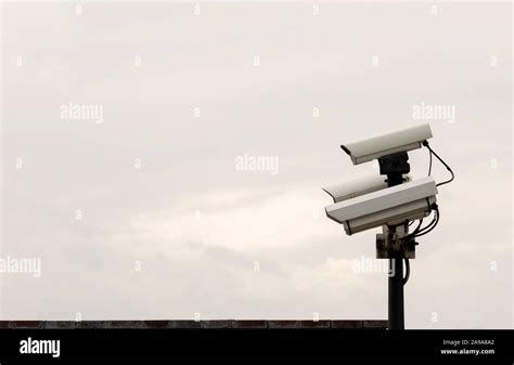 A Security Cctv Cameras On A Lamp Post Stock Photo Alamy