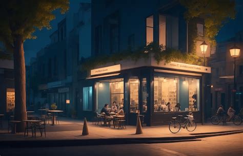 Premium AI Image | Cafe or coffe shop at the night background