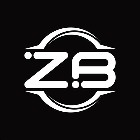 Zb Logo Monogram With Circle Rounded Slice Shape Design Template