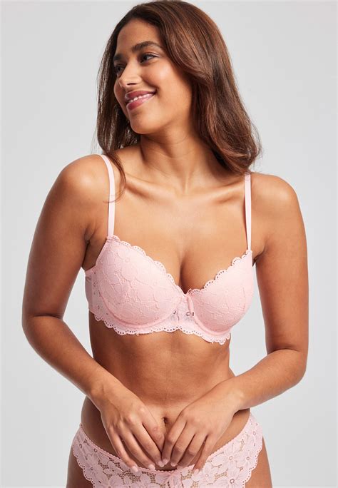 Womens Coral Lace Balcony Bra Peacocks