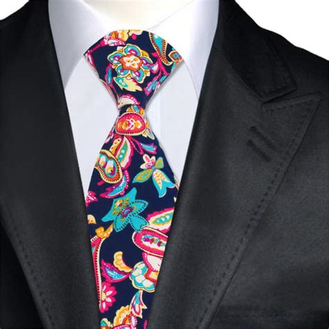 A Brand Hi Tie Cotton Navy Blue Mens Ties Fashion Floral