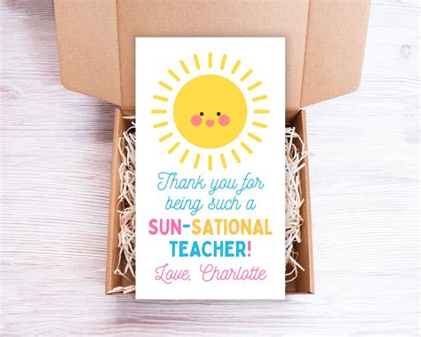 Sun Sational Teacher Tag End Of School Year Editable Canva Etsy