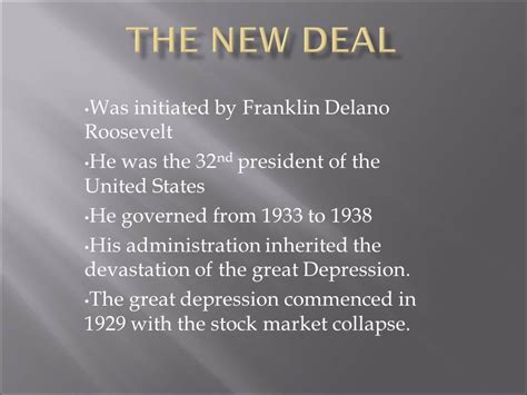 Franklin Roosevelt and The New Deal - 850 Words | Presentation Example