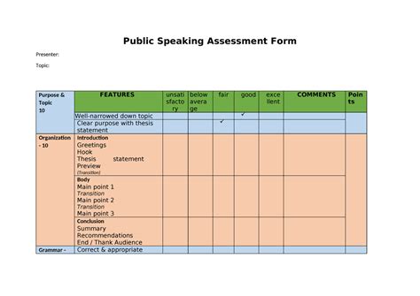 P S Assessment Form Gui Sv Public Speaking Assessment Form