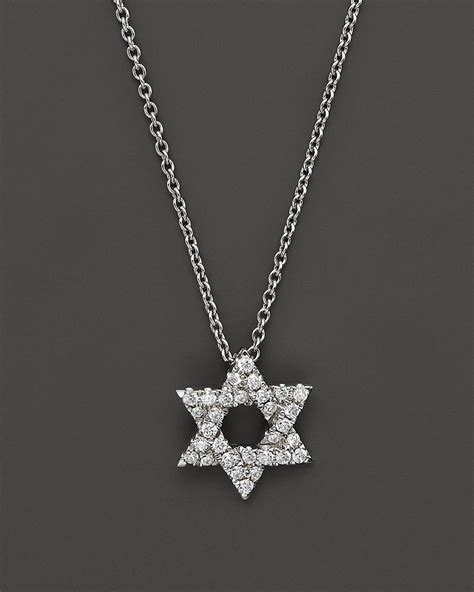 Bloomingdale S Diamond Star Of David Pendant Necklace In K White Gold