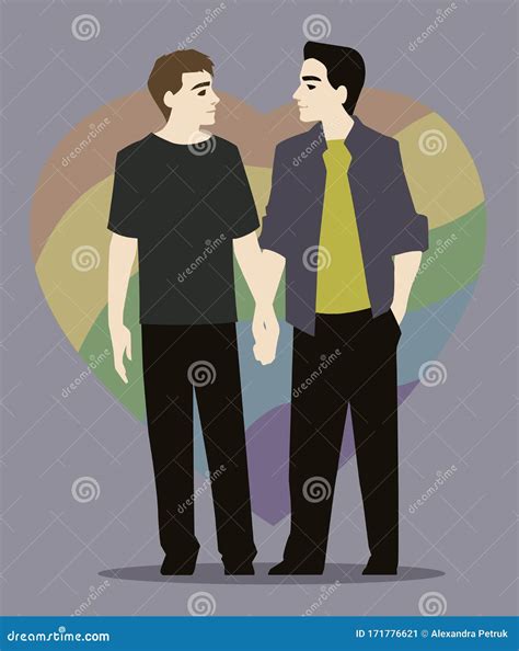 Two Handsome Gay Men Holding Hands Stock Vector Illustration Of Lgbt