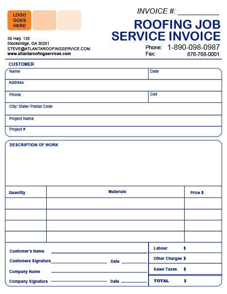 Free Roofing Invoice Template Great Template Inspiration