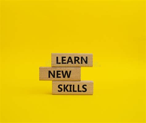 Learn New Skills Symbol Concept Words Learn New Skills On Wooden Blocks Beautiful Orange