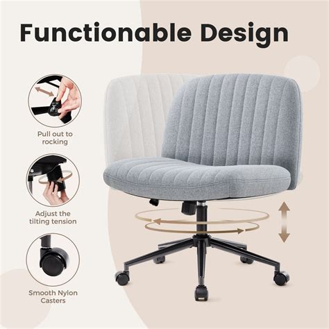 Mukava Armless Office Chair Desk Chair With Wheels Fabric Padded Swiv