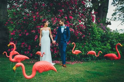 Picture Of whimsy and cheerful flamingo wedding theme ideas 1