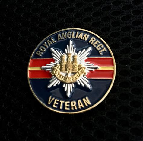 Royal Anglian Regiment Veteran ( R.ANG ) Colours Lapel Badge 30mm 3D ...