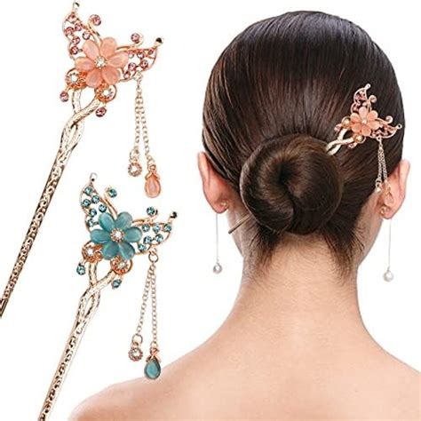 Flowers Hair Chopsticks Butterfly Hair Bun Sticks Hair