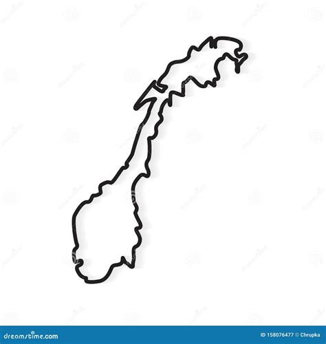 Black Outline Of Norway Map Stock Vector Illustration Of Land Vector