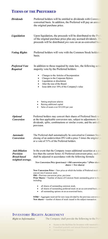 Term Sheet Template For Angel Investment