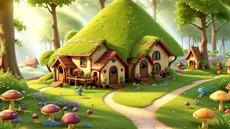 Premium AI Image | wonderful 3d Forest landscape scene Fairytale house ...