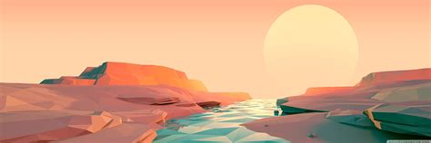 Low Poly River Landscape Design Ultra Hd Wallpaper For K Uhd Tv