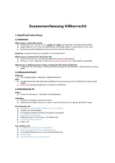 Zusammenfassung Völkerrecht PDF