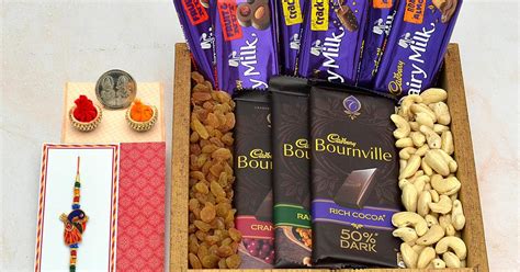 Rakhi Chocolate And Dry Fruit Thali Dry Fruits With Dairy Milk