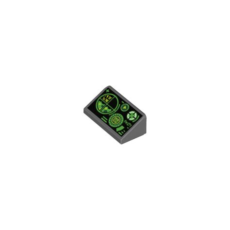 Lego Dark Stone Gray Slope X With Green Gauges And Radar