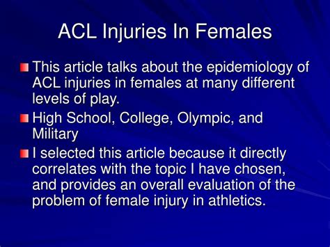 Ppt Acl Injuries In Females Powerpoint Presentation Free Download Id 7048092