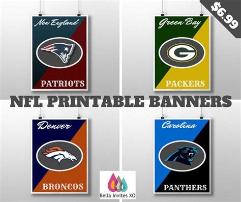 NFL Printable Banners, Sports Wall Art, Football Poster, Printable Football Banner, High ...