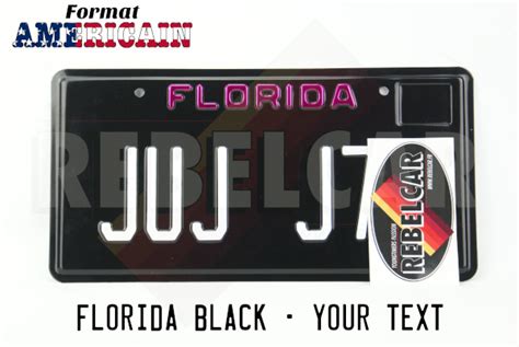 Florida Black Collectible Us Usa License Plate Number Plate Embossed Custom