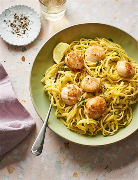 Seared Scallops With Lemon Garlic And Parsley Linguine Living North