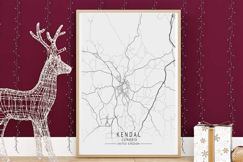 KENDAL Map Print, High Res Map of Kendal, Cumbria, Minimalist UK City ...