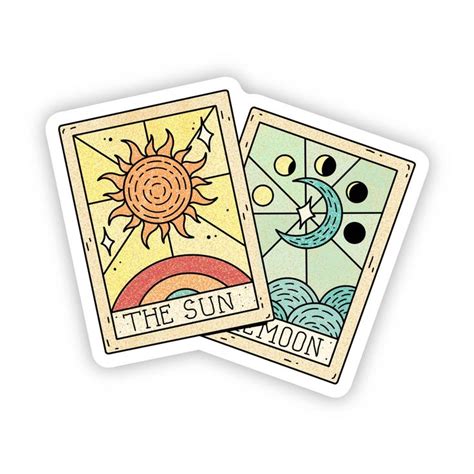 The Sun And The Moon Tarot Card Stickerdefault Title The Moon Tarot